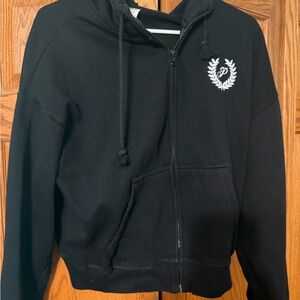 PINK Victoria Secret Black Zip-Up Hoodie with Logo